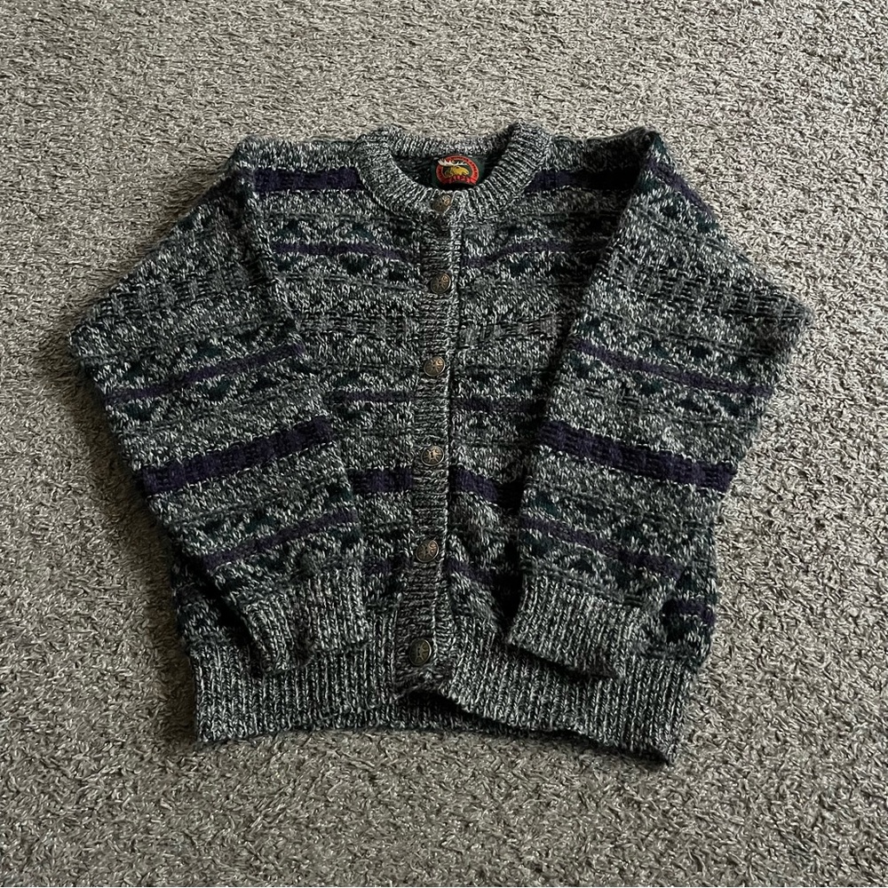 Vintage Cozy Alps Women’s Wool Button Up Cardigan Rustic Nordic Fair isle Small - Picture 2 of 8